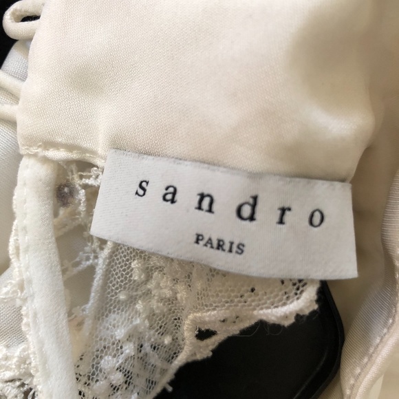 ❌SOLD❌Sandro high neck ruffle lace inset top - Picture 14 of 14